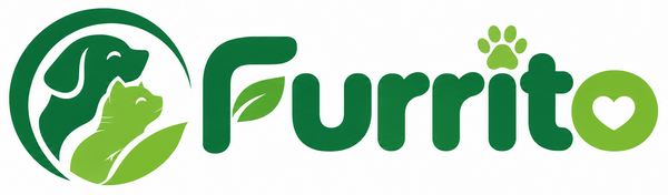 Furrito pet store logo with green dog and cat design
